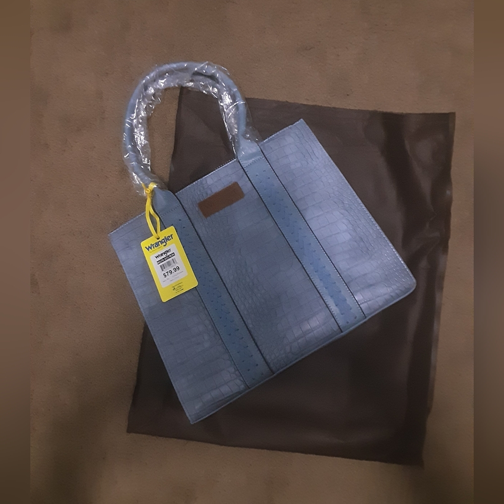 Wrangler Blue Croc-Embossed Tote Bag